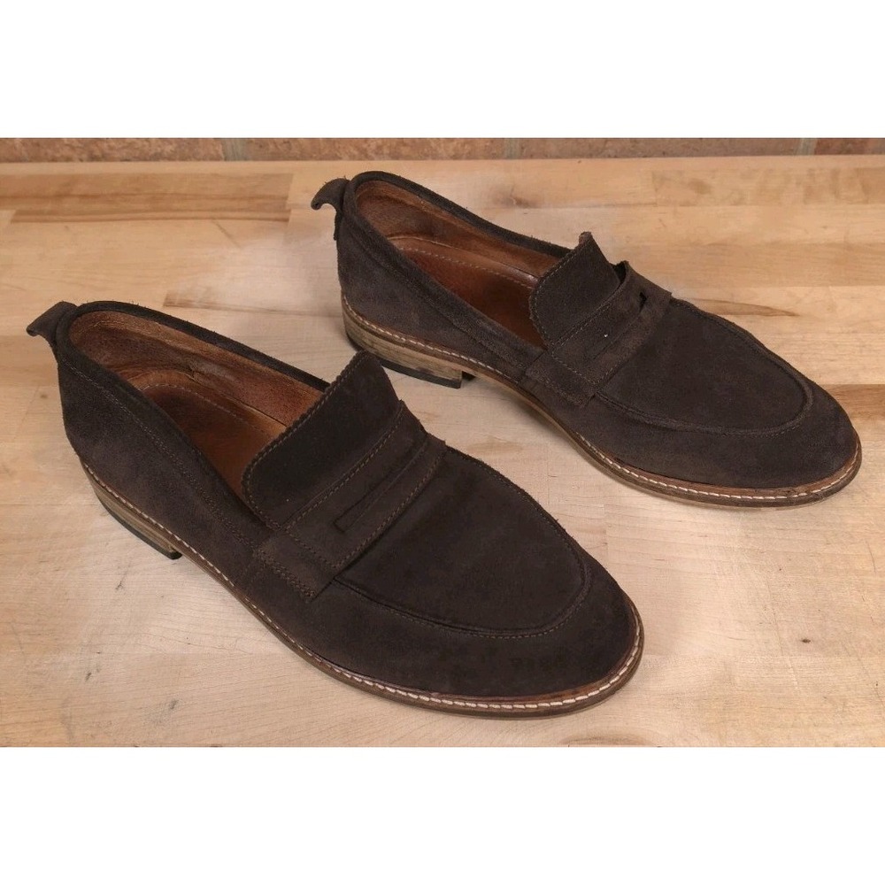 Shoe The Bear Brown Suede Leather Penny Loafer Shoes Mens US Size 11